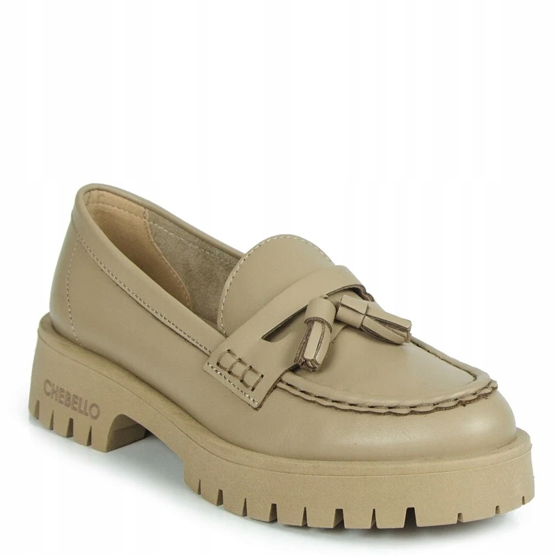 Chebello 2821 Kožené Mokasíny Lico Béžové 39