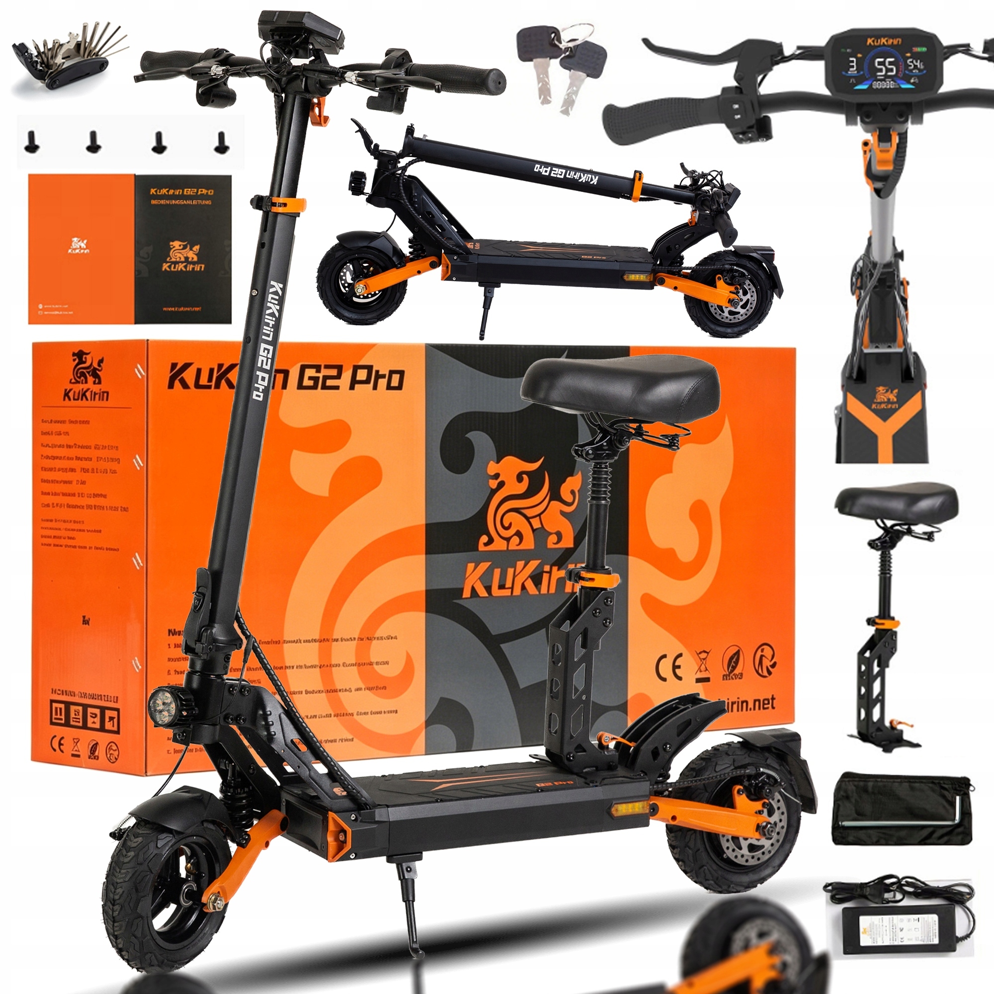 Nový Pojazd elektryczny KuKirin G2 Pro 1000W 48V 15.6Ah 45 km/h 58 km 9" Pl