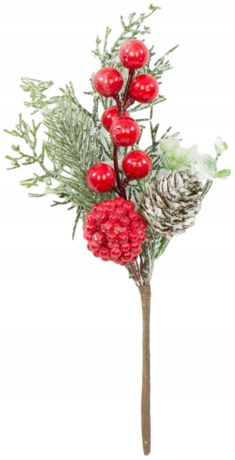 

Gałązka Świąteczna Jagódki Jarzębina Szyszka 23 CM