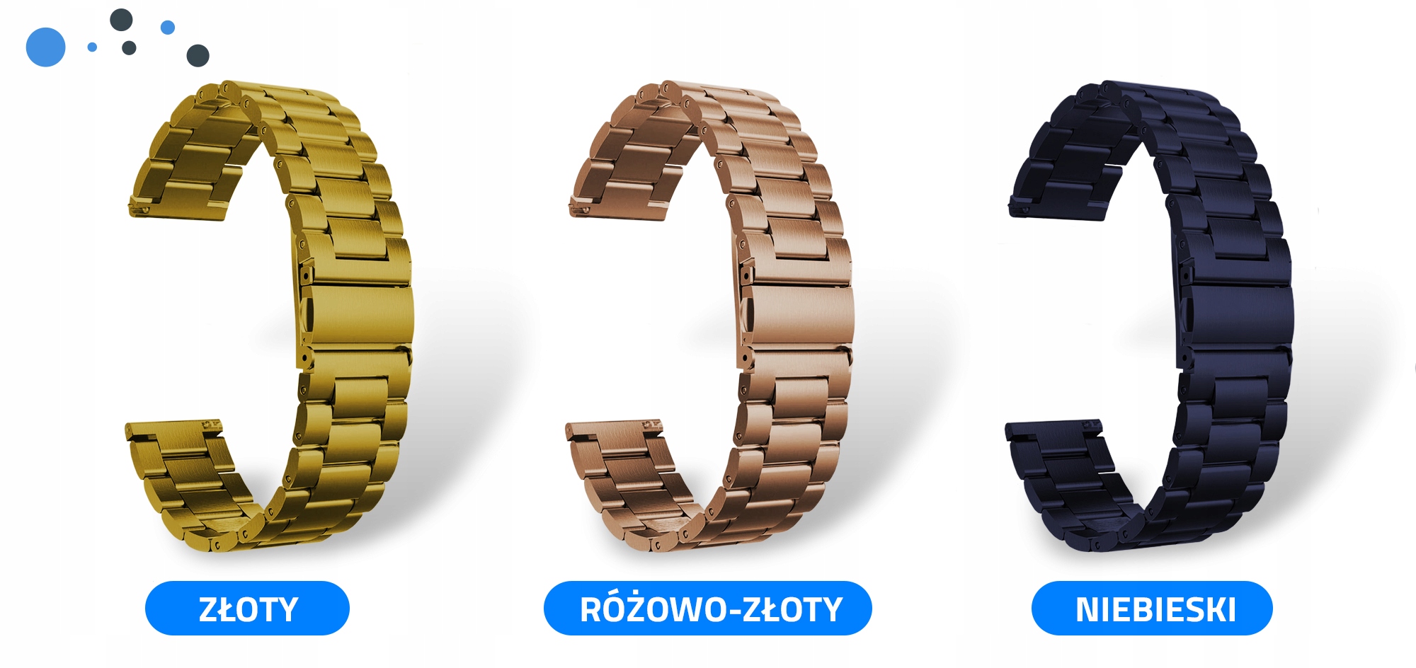 UNIWERSALNY METALOWY PASEK DO ZEGARKA 22mm- KOLORY Producent ChronSmarta