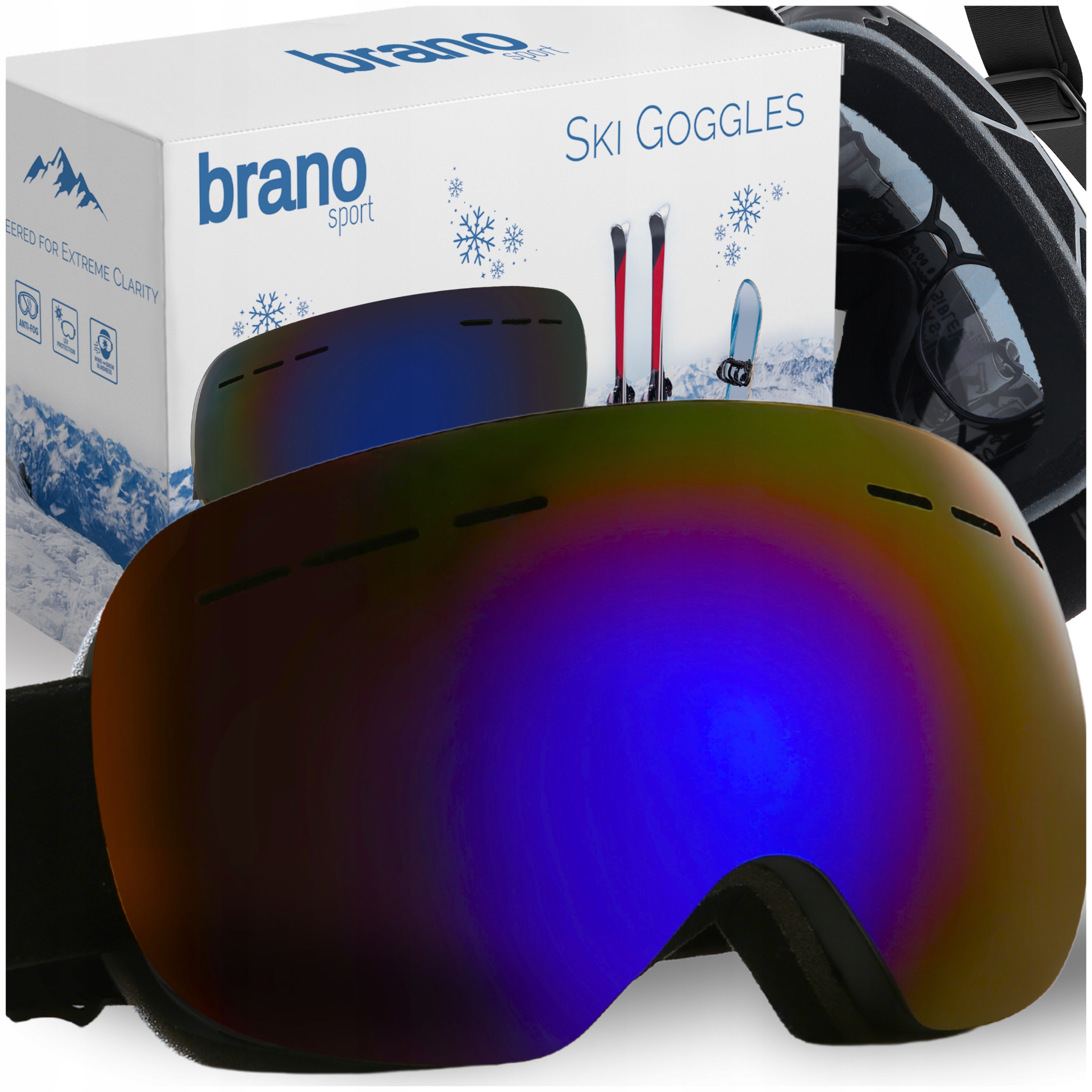 Gogle Narciarskie Okulary Na Narty Snowboard Zima Wiatroszczelne Antypara