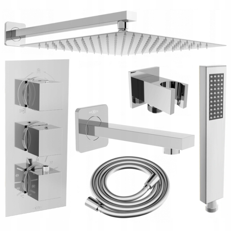 Mexen Cube DR02 podomietková súprava s dažďovými tryskami 25 cm, chrómová