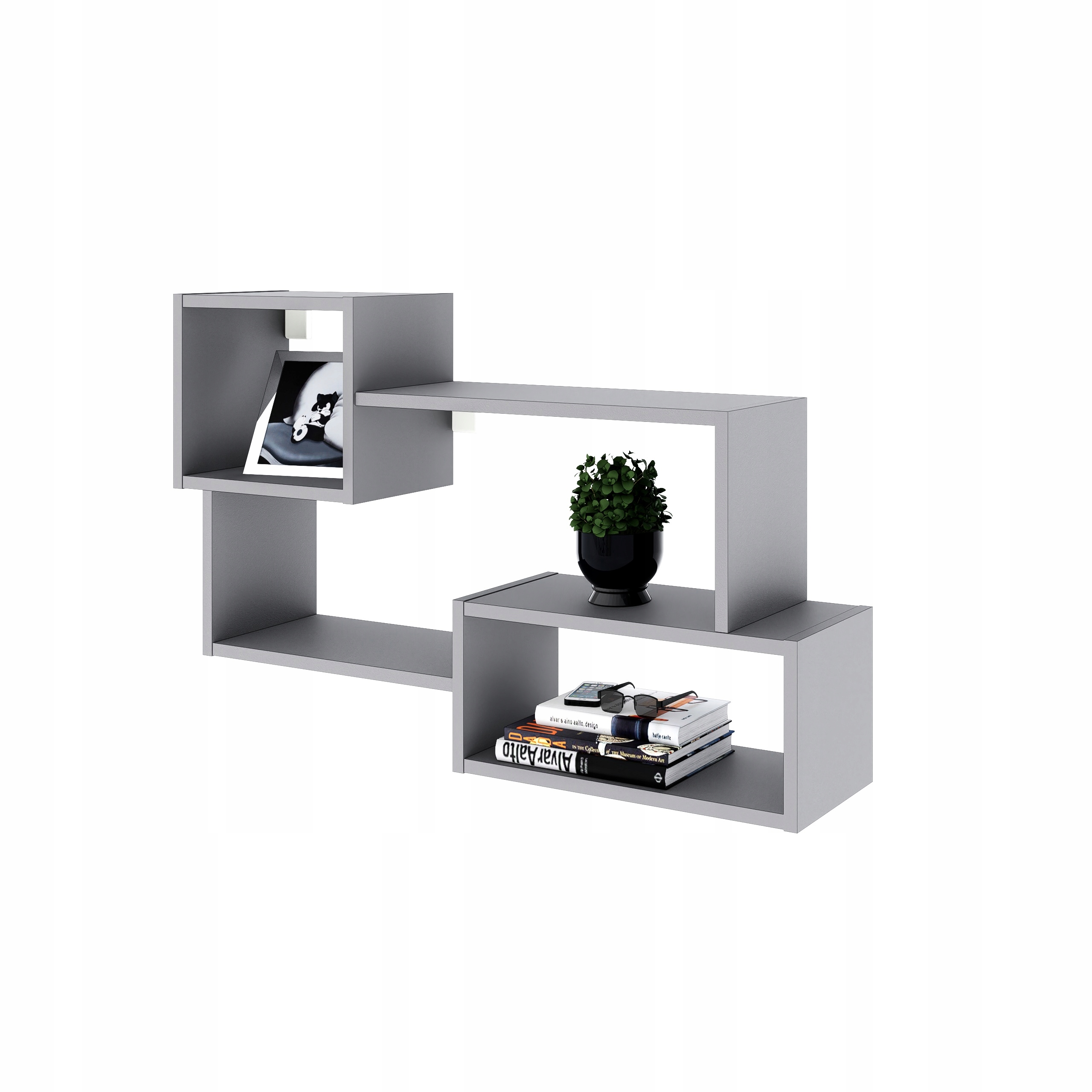 Závěsná nástěnná police Sigma šedá polička na zeď do obývacího pokoje