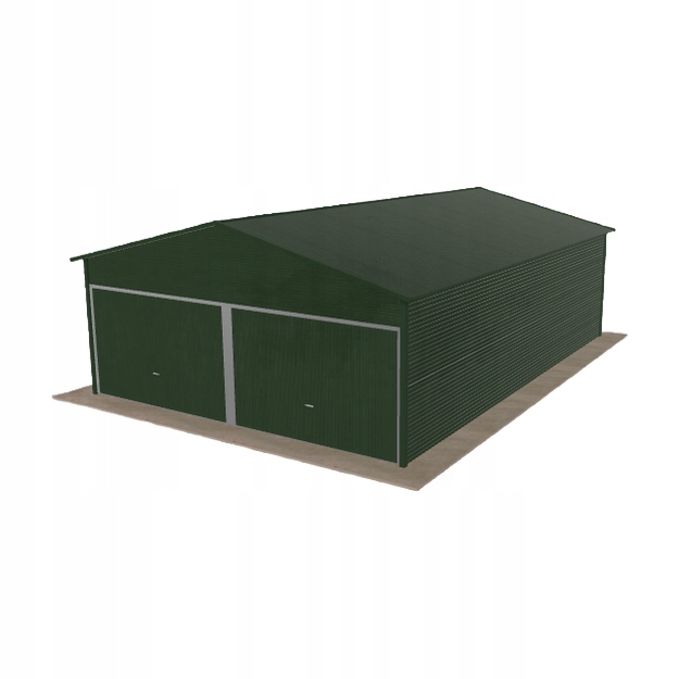 Plechová garáž 6x8.5 m dvoupolohová, dvoupolohová, zelená