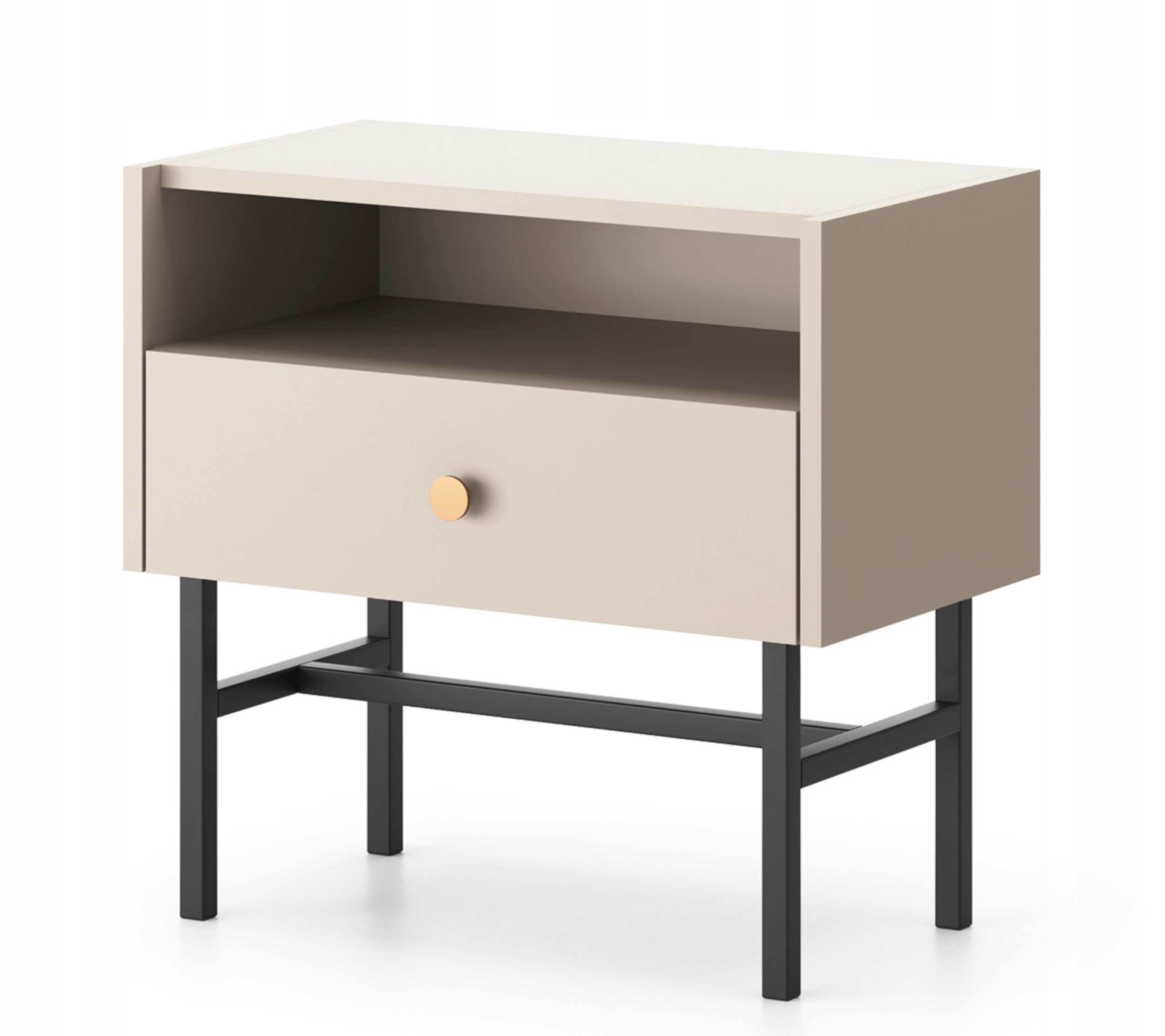 Noční stolek Divenos s zásuvkou 54 cm, šedá béžová barva