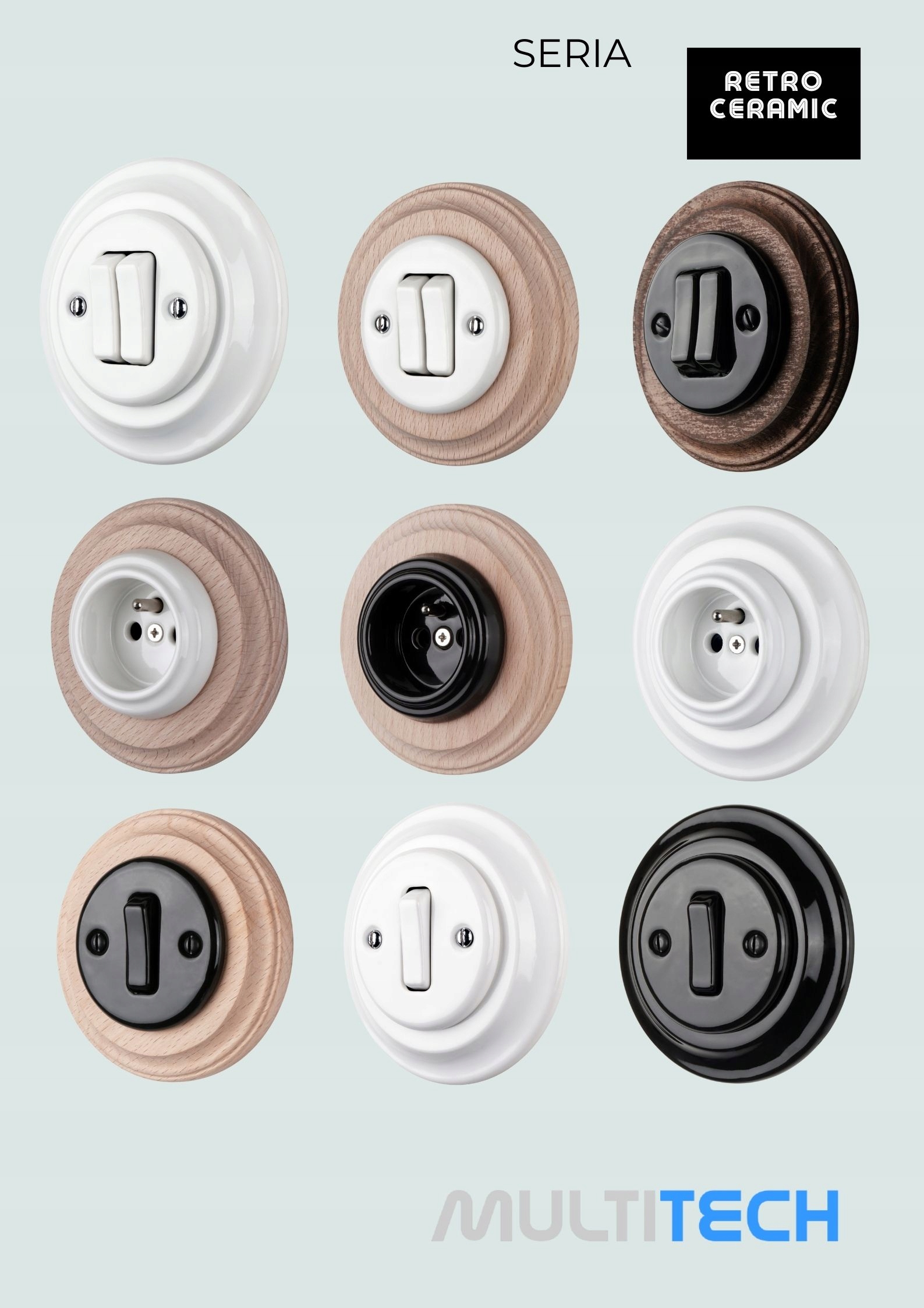 Wyłącznik schodowyOBROTOWY ścienny Ceramika 'Retro ceramic' bez ramki BIAŁY Marka Tayama