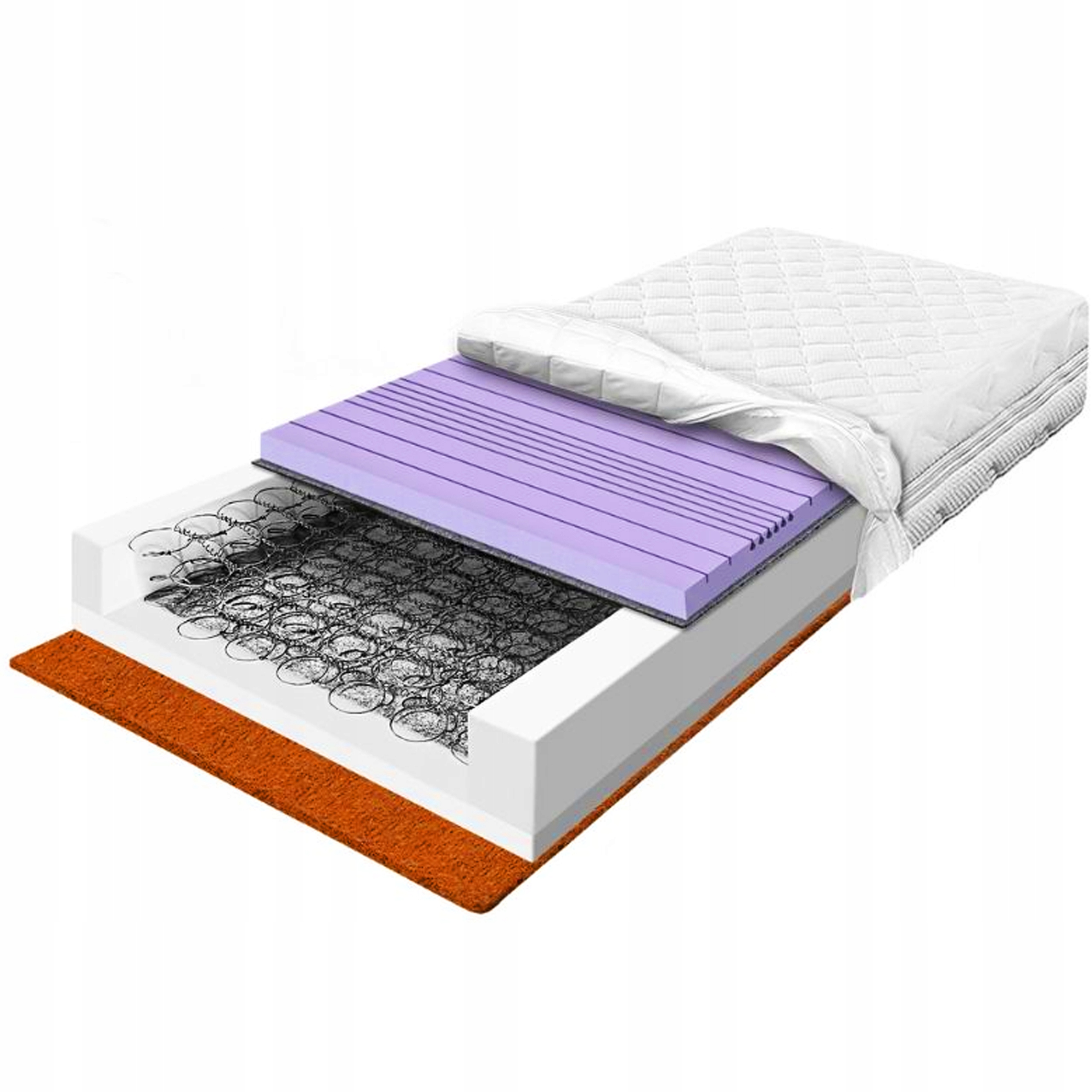 Priedušný bonelový matrac 120x200 s kokosom 24 cm, protiplesňový, kokosový H3