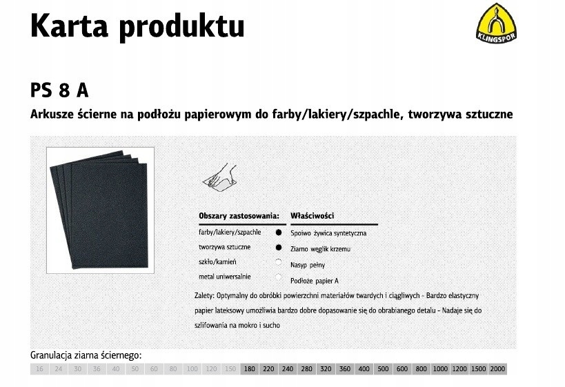 

Klingspor Arkusze 230mm x 280mm Na Mokro gr. 800