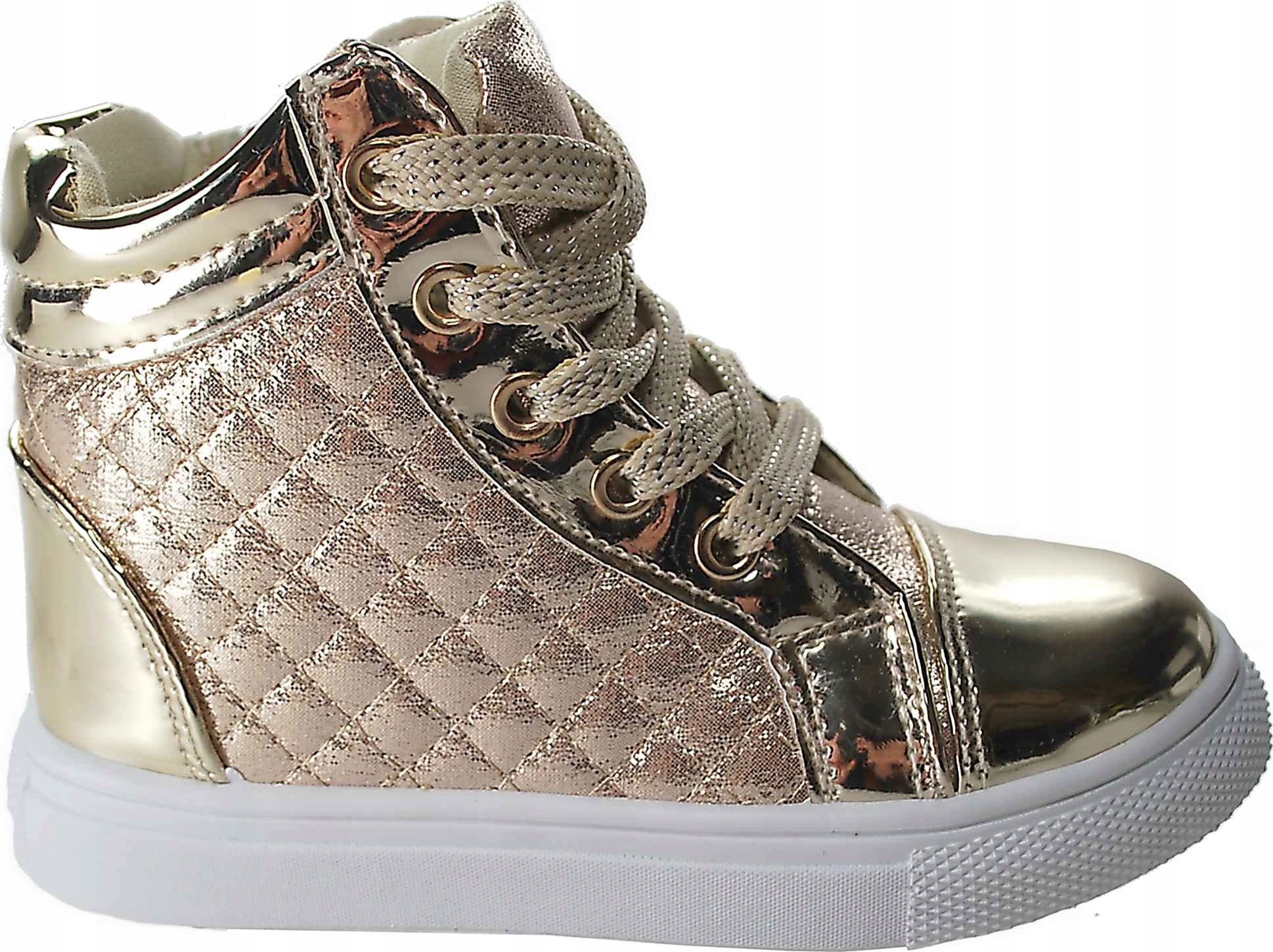 WYPRZEDAŻ ZŁOTE SPORTOWE SNEAKERSY dla dziewczynki BOTKI na suwak r 35