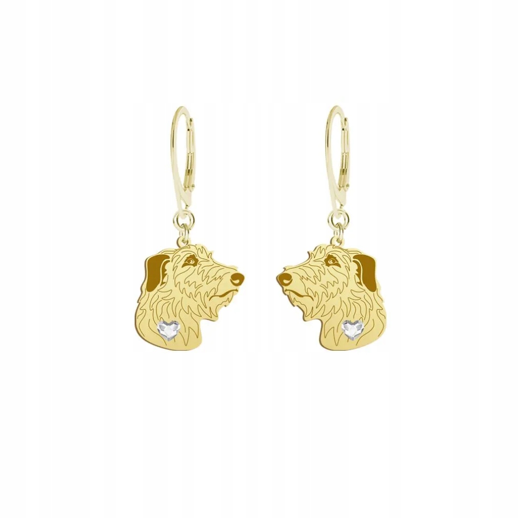 Náušnice Zlaté se psem Skotský chrt 925 Šperky Dárek Gravírování Bonus