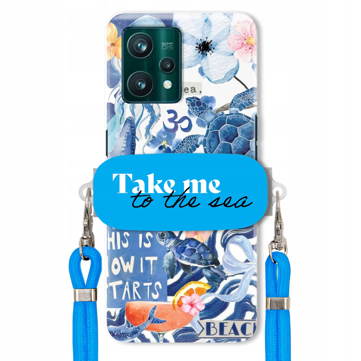 Puzdro pre Realme 9 4G Modré Crossbody vodítko držiak Take Me To The Sea