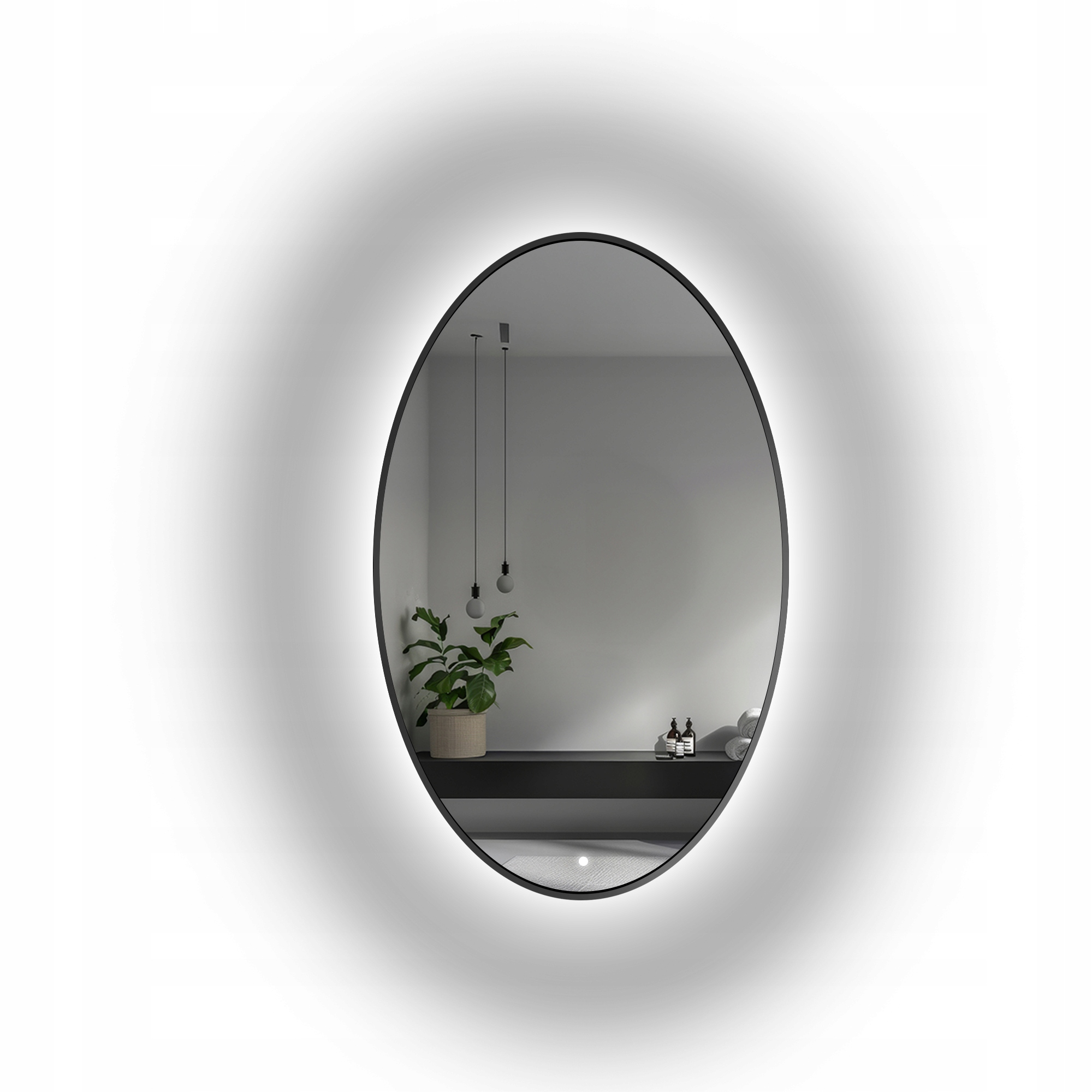 Zrcadlo v černém rámu Mdf Slim s Led 50x120