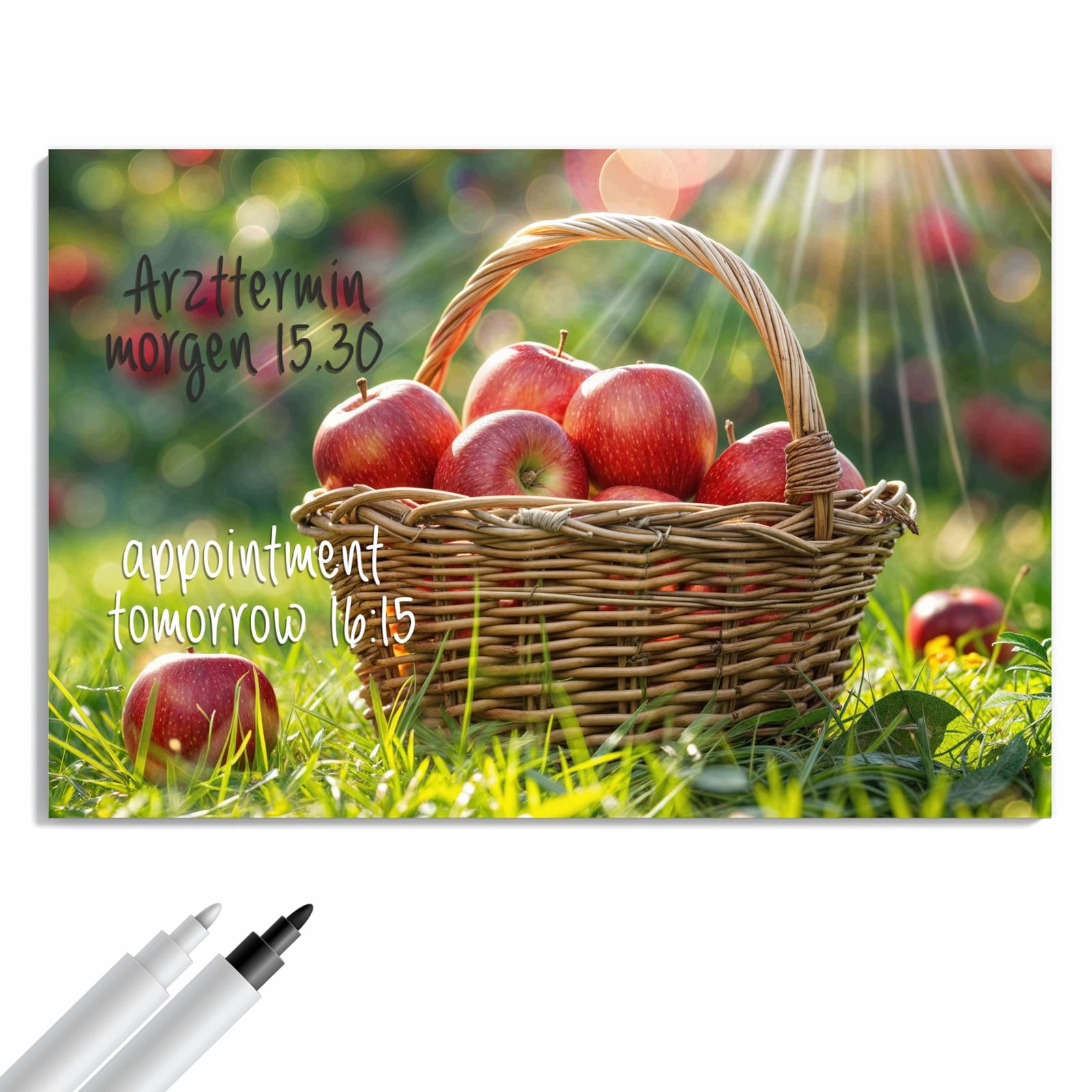 Magnetická tabule Košík červený jablkami 60 × 40 cm
