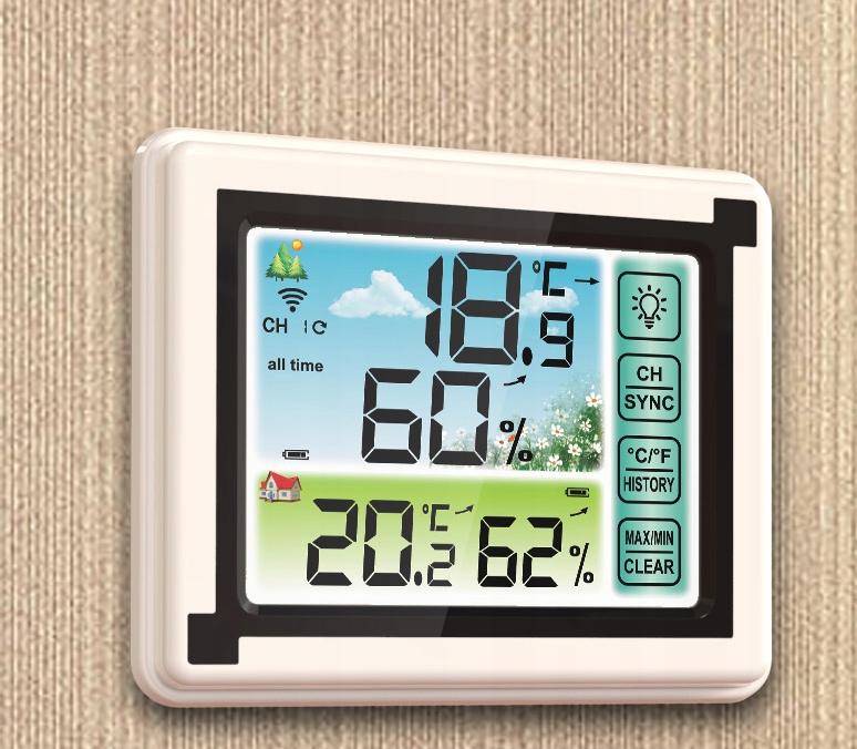 BEZPRZEWODOWA STACJA POGODY METEOROLOGICZNA HIGROMETR + 3 CZUJNIKI Kolor biały