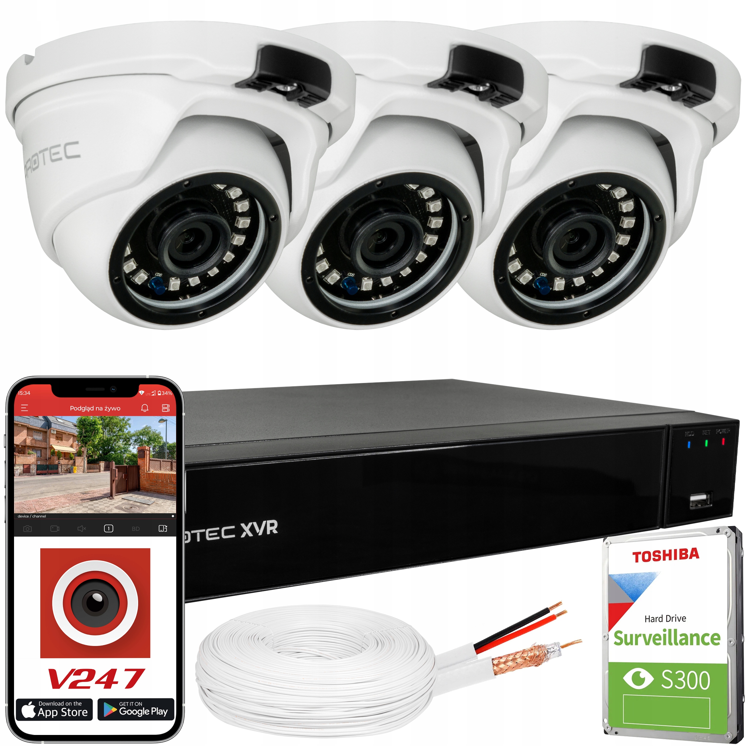 Premium Monitorovací Sada 3 Kamery Kopule 8MP 1TB náhled 24/7