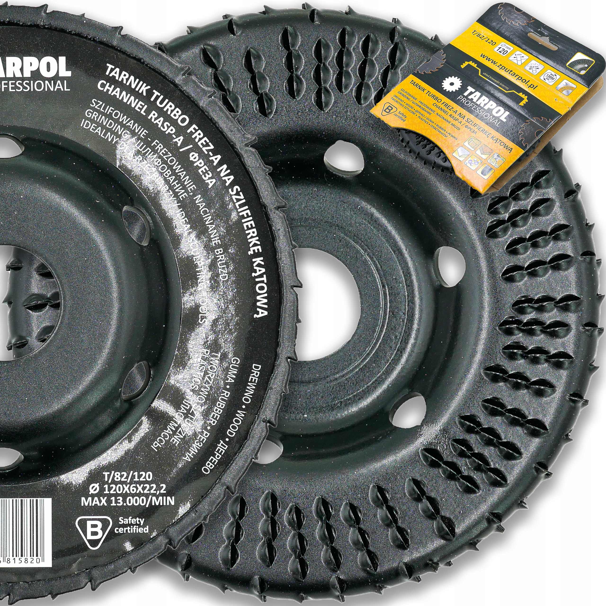 turbo rašple fréza pro úhlové brusky, 120 x 22,2 x 6 mm, Tarpol [T-82]