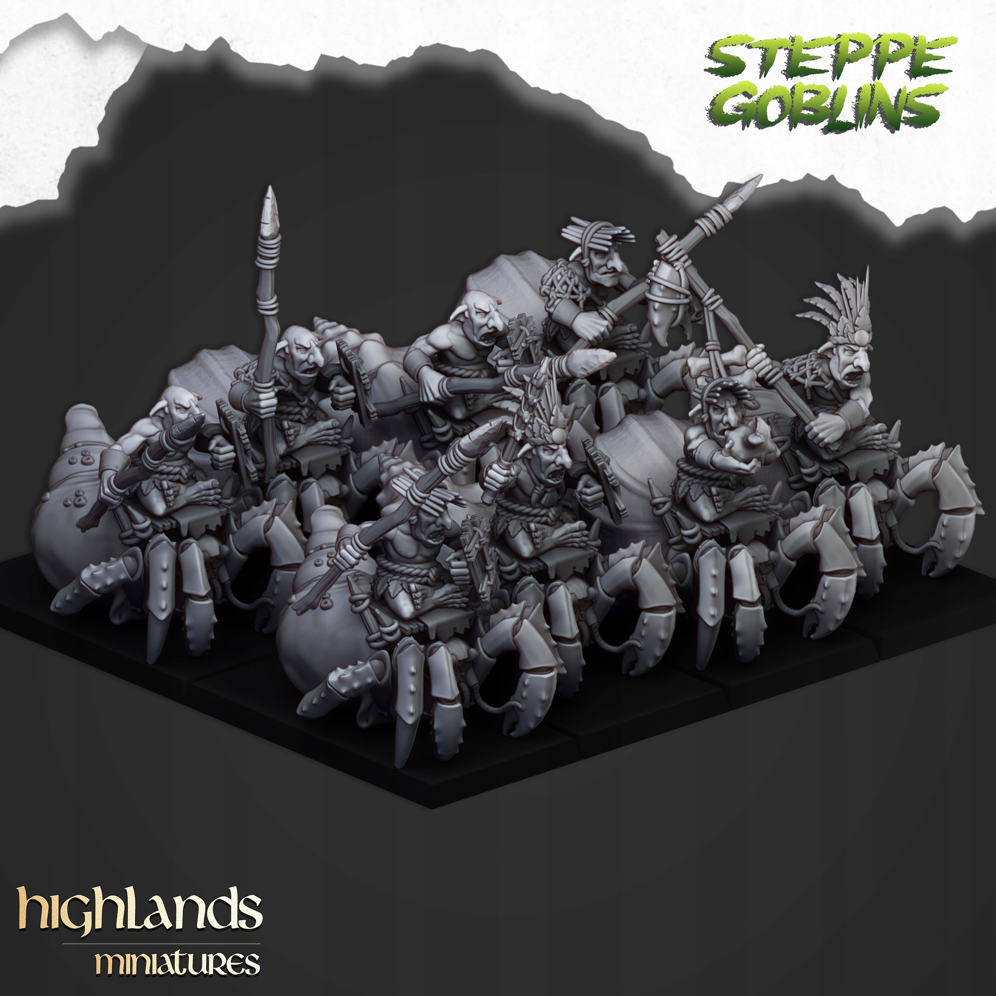 Mounted Coast Goblins x3 Highlands Miniatures