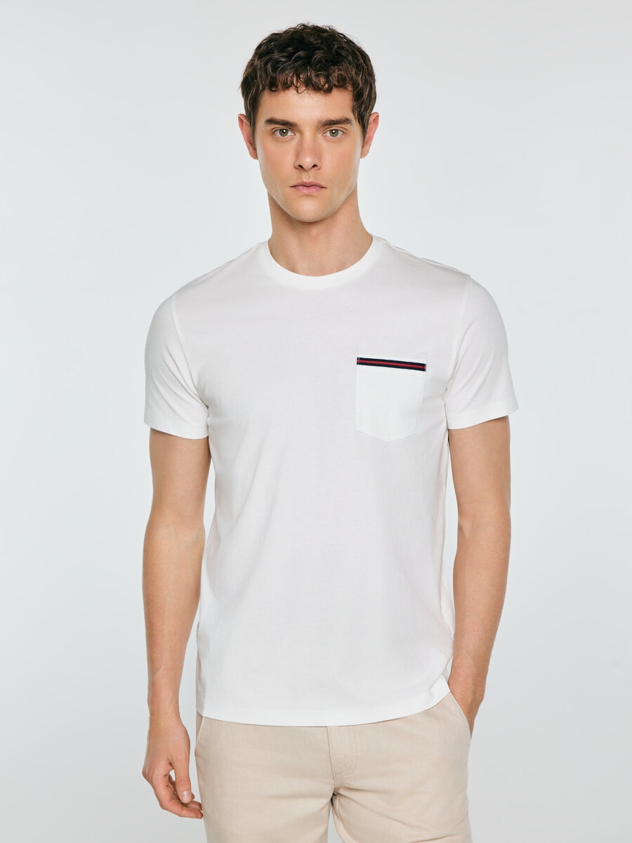 Big Star Koszulka męska z kieszonką biała Toms 100 M