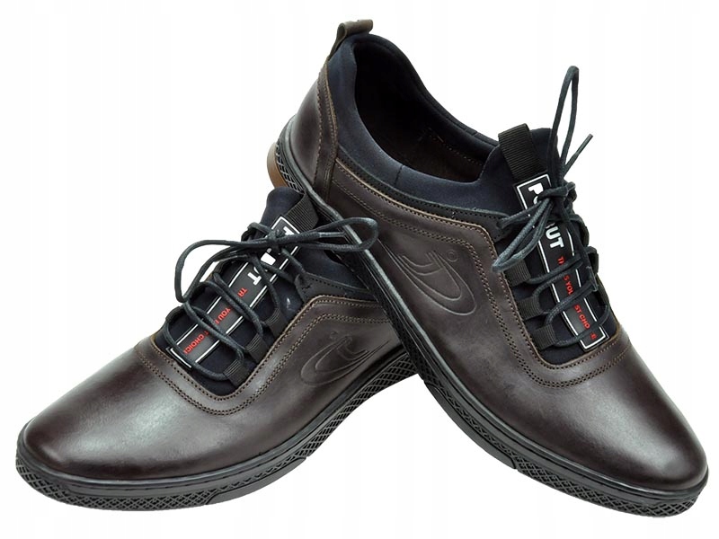 

Męskie Polskie Casual Półbuty Skórzane K24 Brąz 40