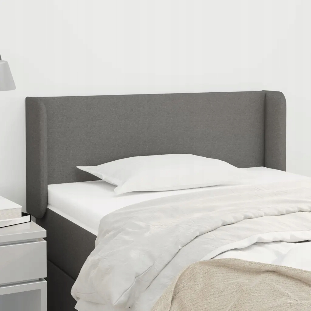 Čelo postele typu ušák tmavě šedé 83x16x78/88 cm textil Šedá 3118463