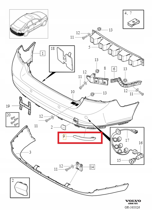 ODBLASK TYŁ LEWA STRONA VOLVO S40 II 08-12r