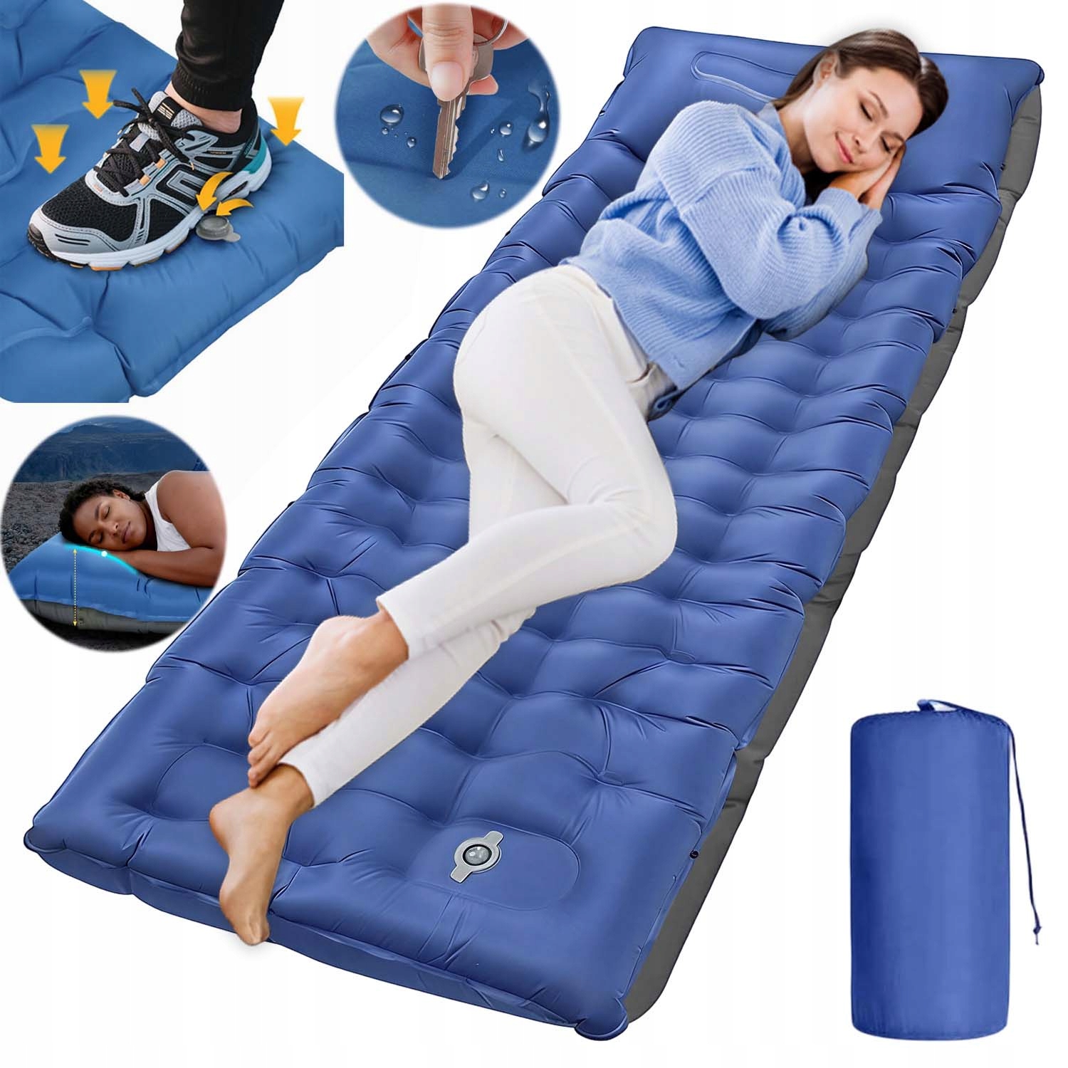 Matrace Samonafukovací Turistická Kempingová Vestavěná Pumpa S Rolovací Podložkou