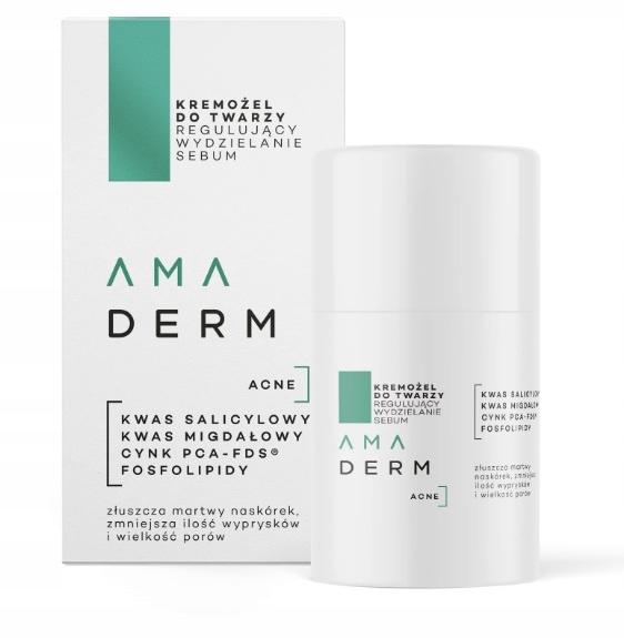 Amaderm Acne, kremożel do twarzy regulujący wydzielanie sebum, 50 ml
