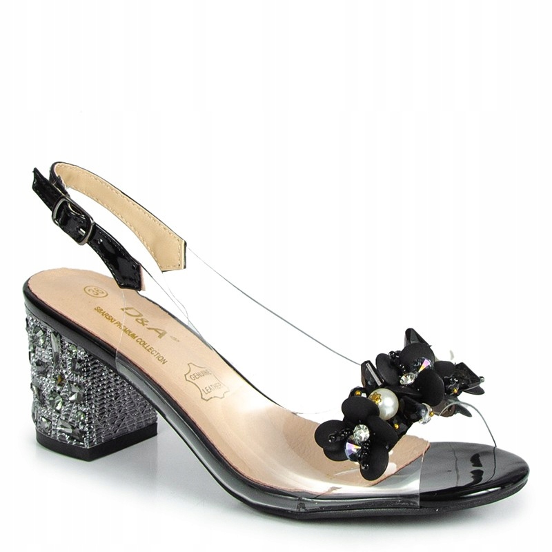 S.barski MR51-727 Transparentní Sandály S Ozdobou, Černé 36