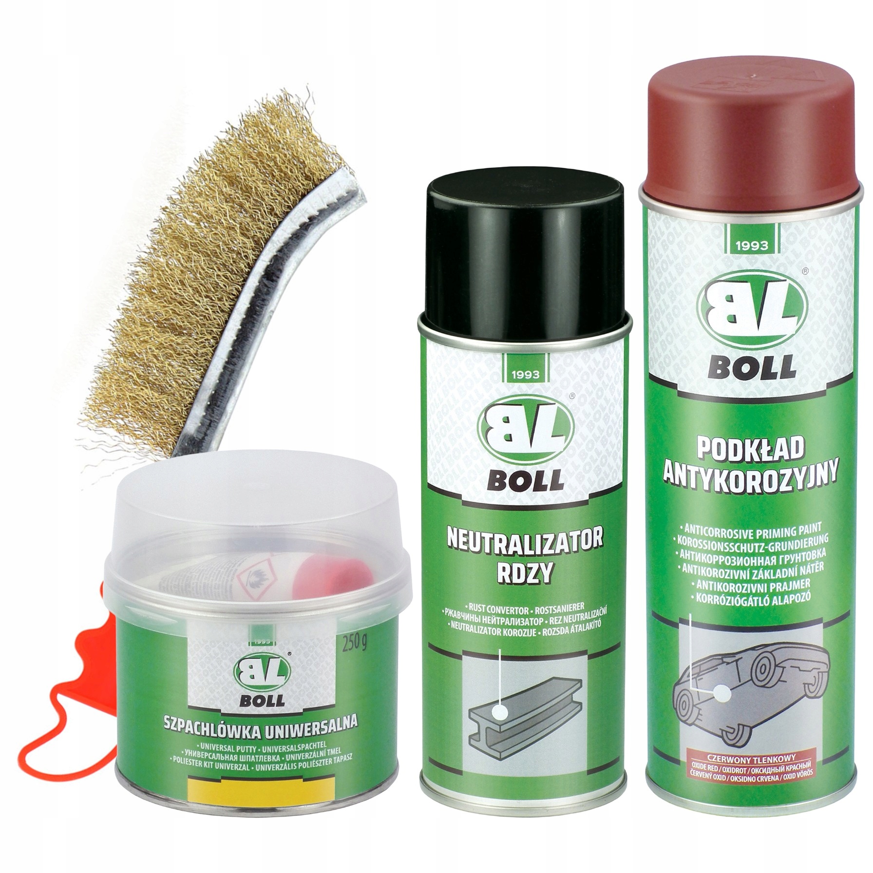 Zestaw naprawczy do usuwania rdzy w samochodzie Boll szczotka druciana