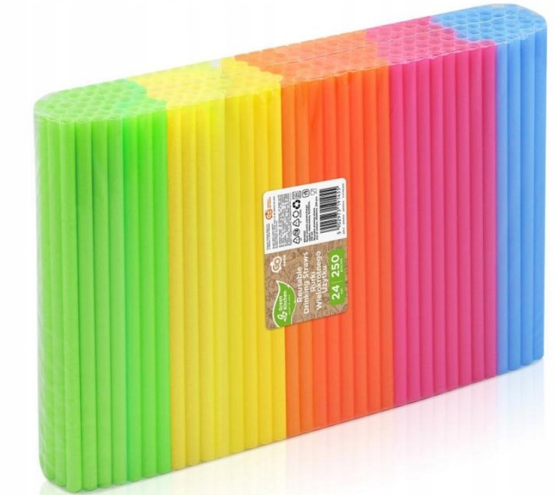 Słomki plastikowe RURKI do picia plastikowe jumbo shake wielorazowe 250 szt