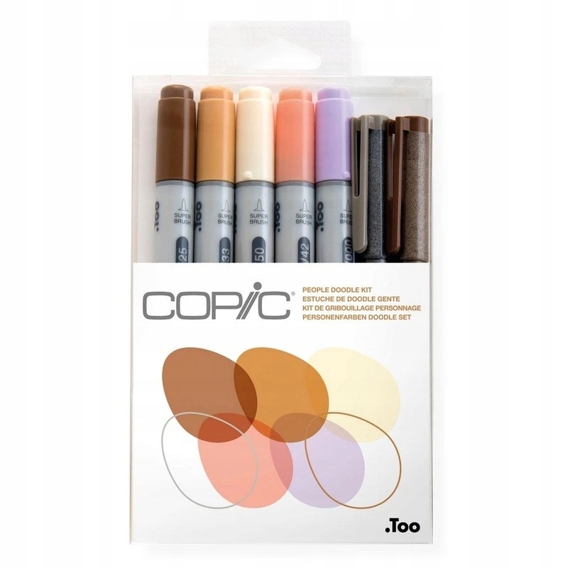 Lihové fixy Copic Ciao oboustranné Brush & Chisel 5+2 ks, Doodle Kit "lidé"