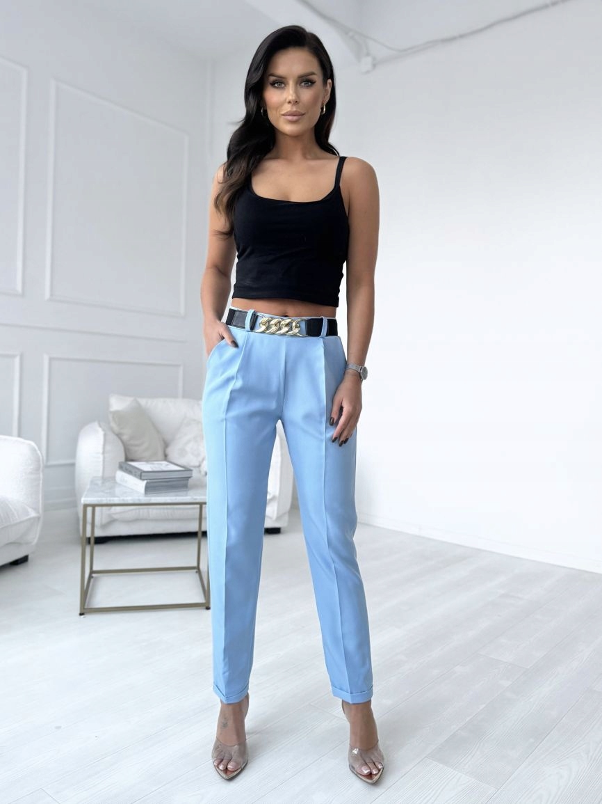 SPODNIE DAMSKIE ELEGANCKIE CYGARETKI KOBIECE MODNE 50/52 5XL/6XL BABY BLUE Marka inna