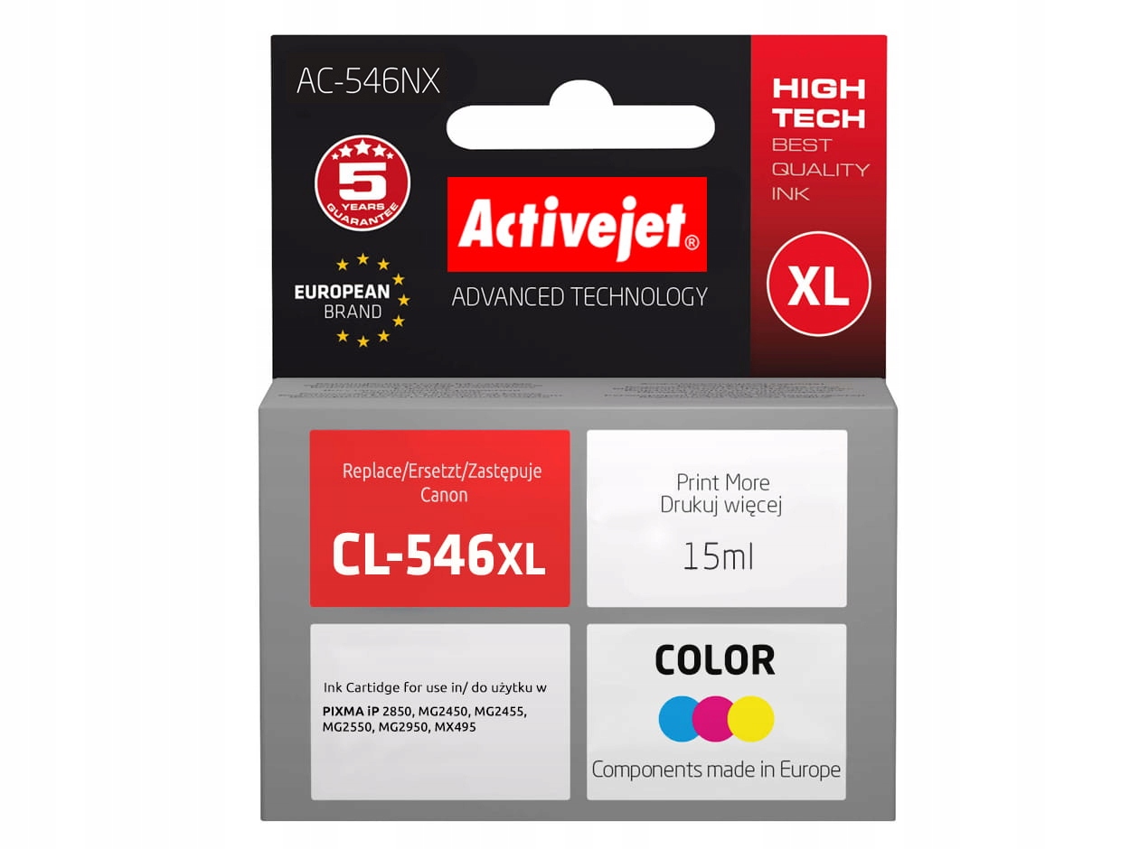 Tusz Activejet do Canon CL-546XL iP2850 MG2450 2550S 2455 2550 2950 TS3150