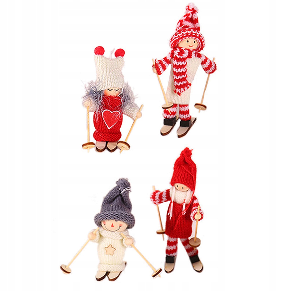 4 Sztuk Różne Kolor Ski Doll Ozdoby Świąteczne do Wystroju Blatu