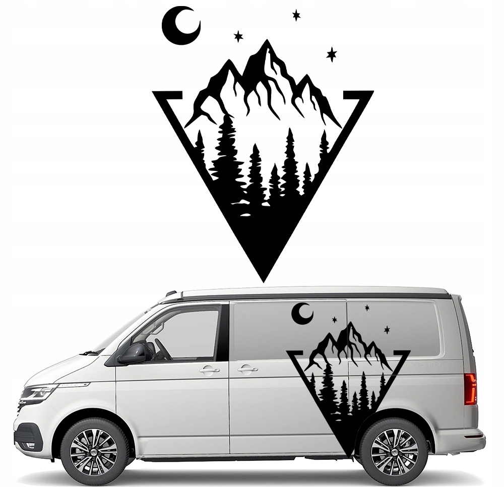 Samolepka Grafika na karavan Hory Les Hvězdy Měsíc Moon 90x112