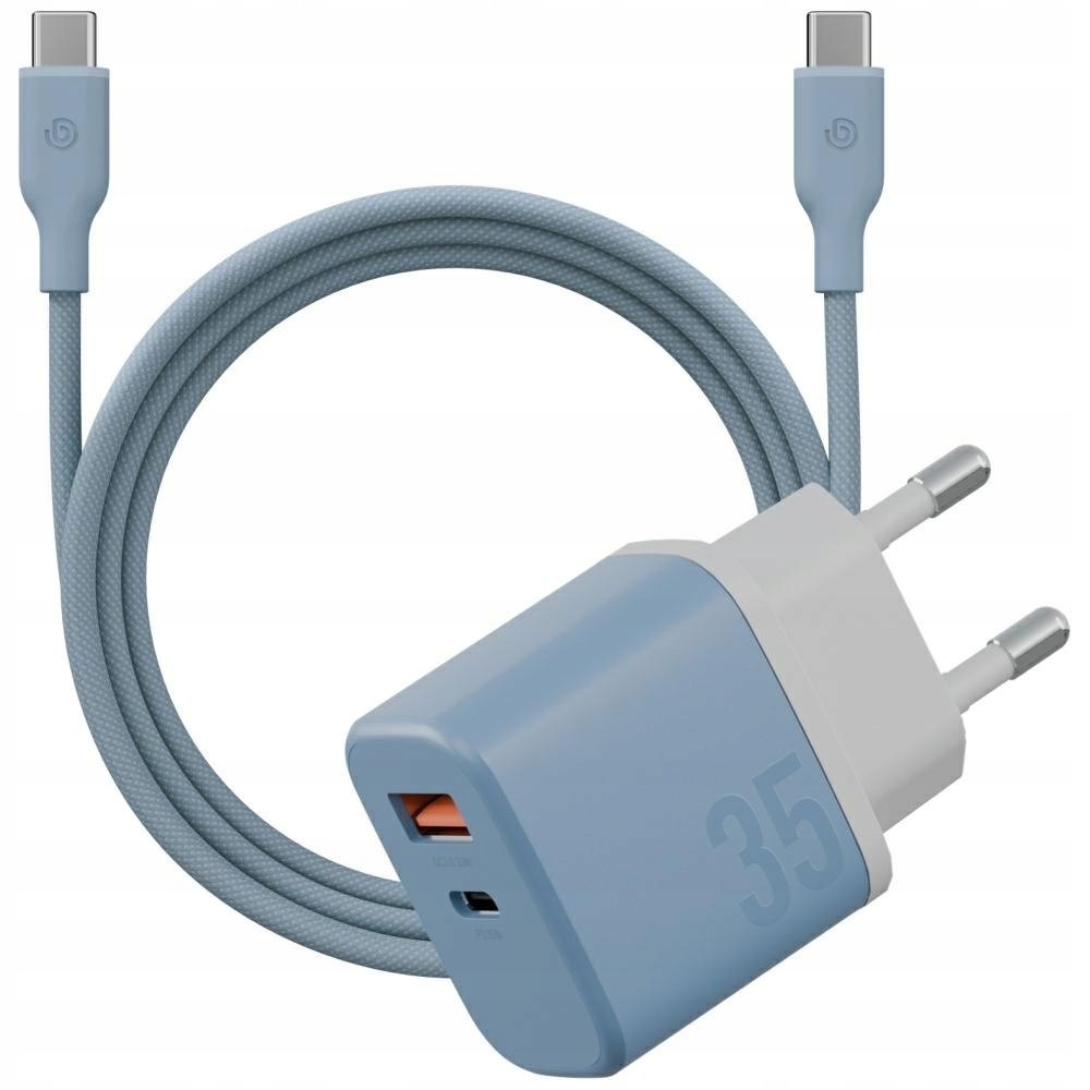 Ładowarka sieciowa Bazic GoPort Velox Kit Usb-c/usb-a GaN 35W z kablem nieb
