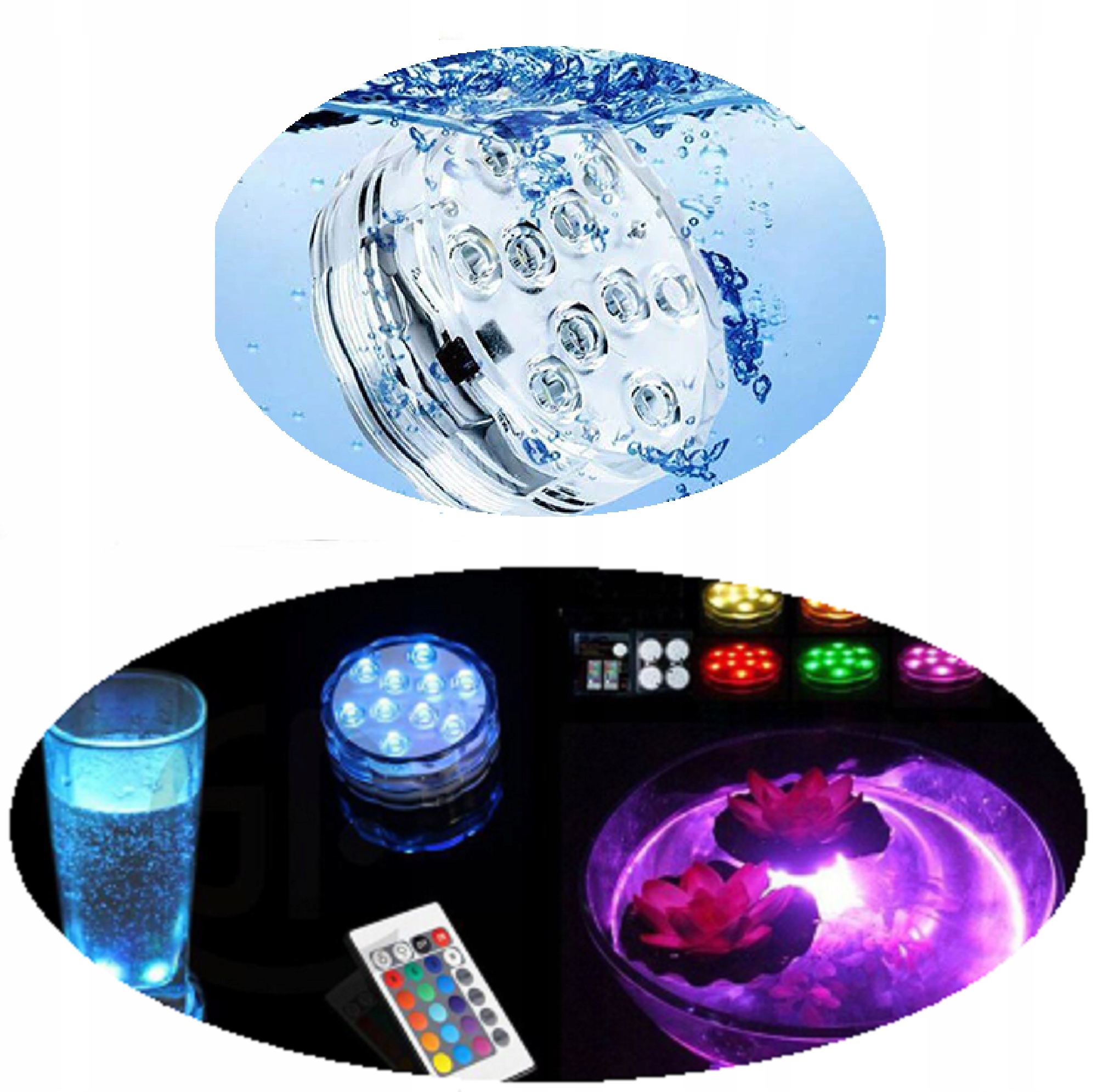 

Podstawka Led wodoodporna Rgb z przyssawką + pilot