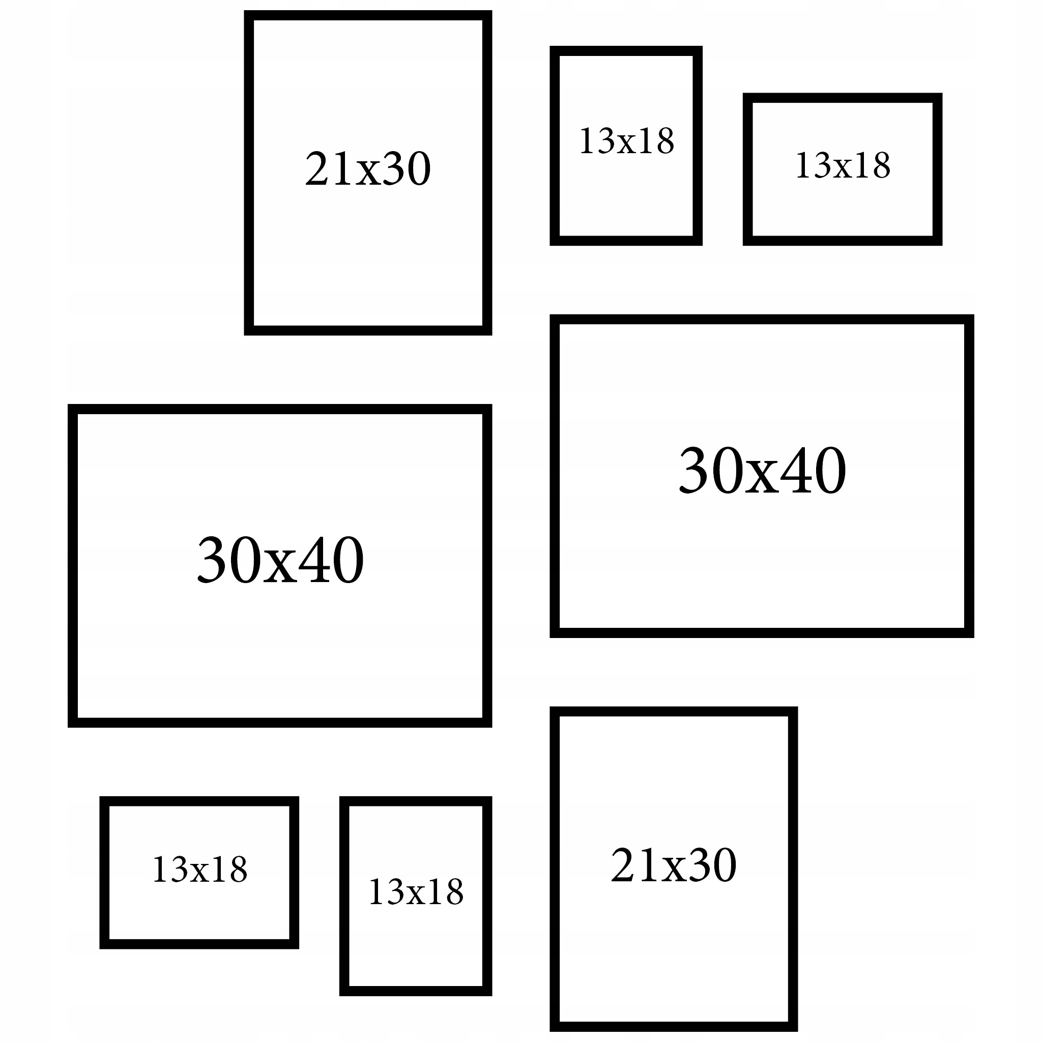 Fotorámečky sada 8ks 30x40, A4, 13x18