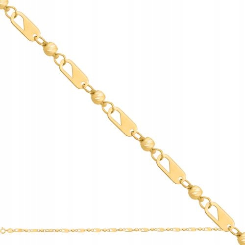 Řetízek zlatý 585 s plechy a gravírovanými kuličkami, stylový, r45