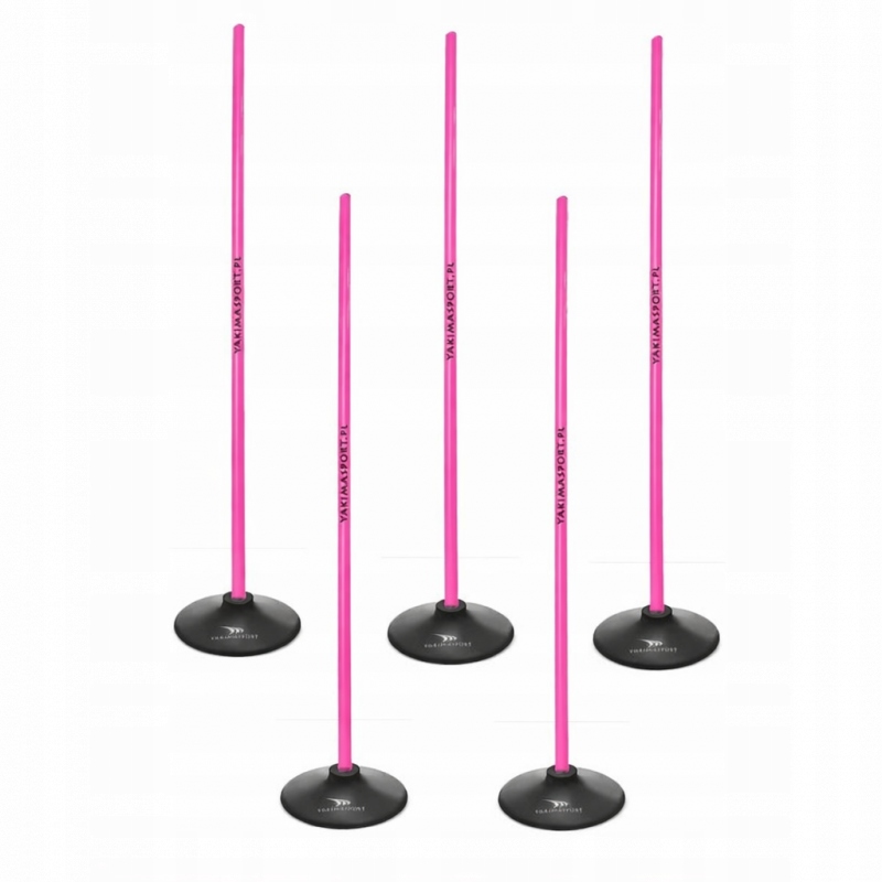 Slalomová překážková dráha 5 x 100 cm s hůlkami základna 1,5 kg růžová