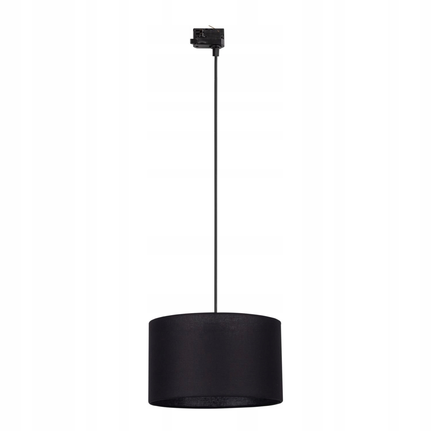 Čierna klasická závesná 3-fázová koľajnicová lampa s tienidlom v tvare valca