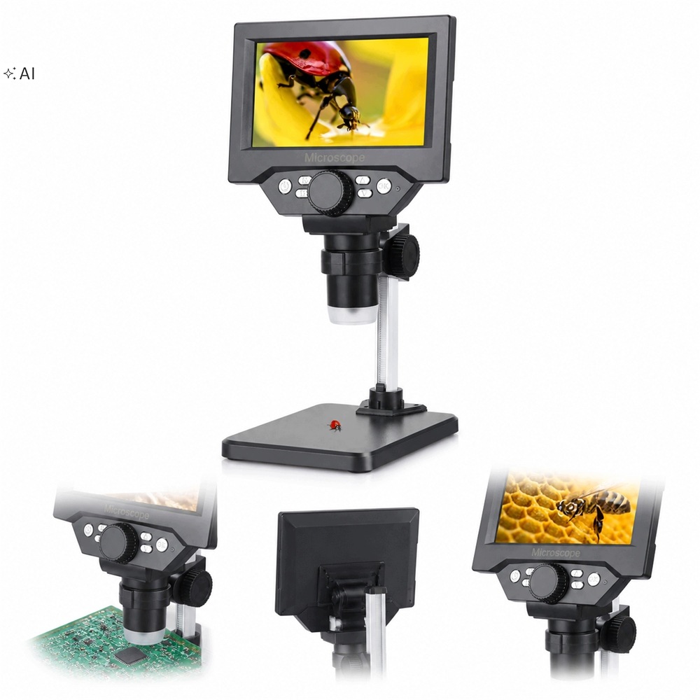 1000x Zoom Digitální Usb mikroskop pro výuku LCD Displej Hd 1080P 10MP 8LED