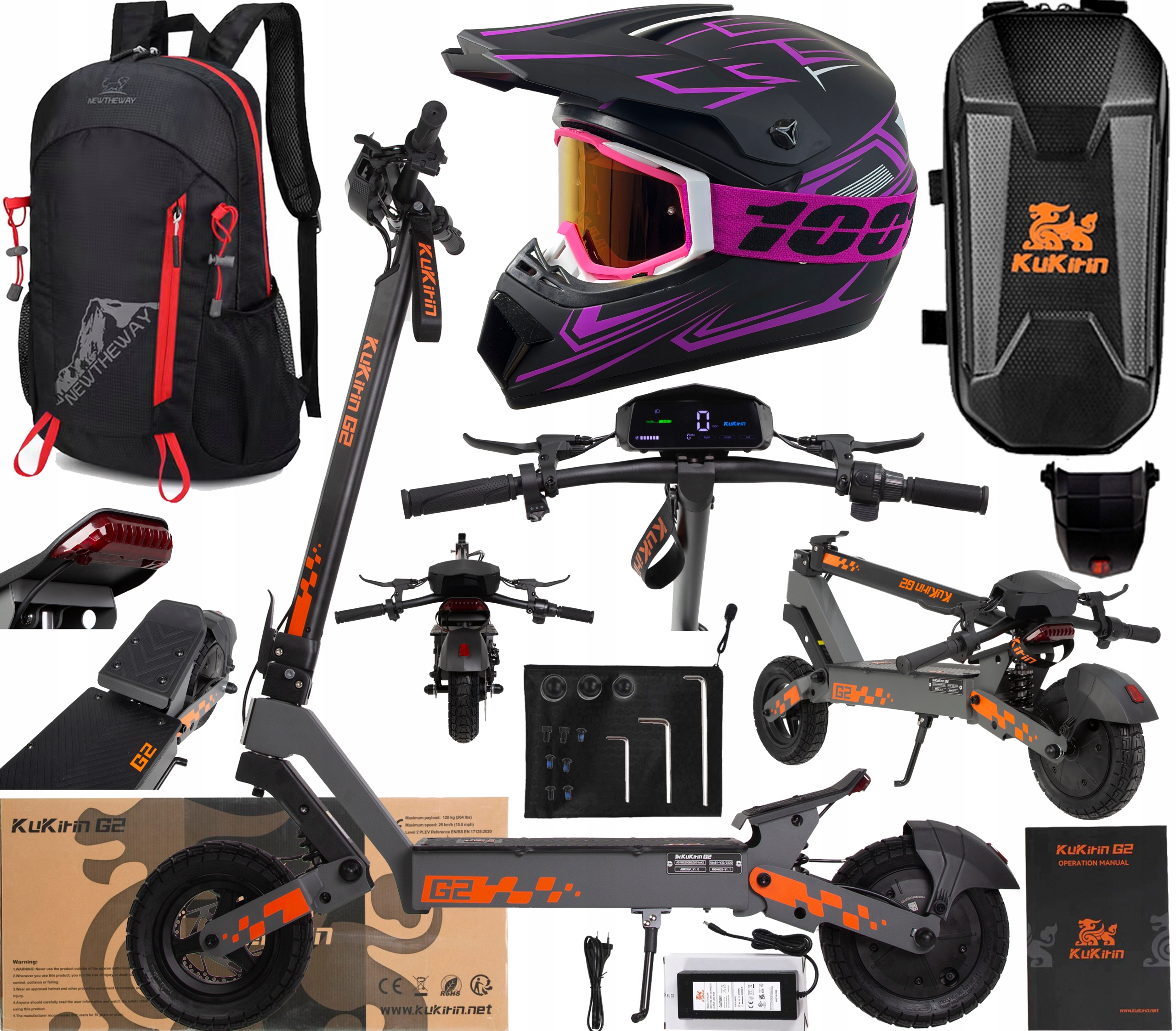 KuKirin G2 Pojazd elektryczne 800W 48V 15Ah 45KM/H 55KM 10" +Prezent Pl