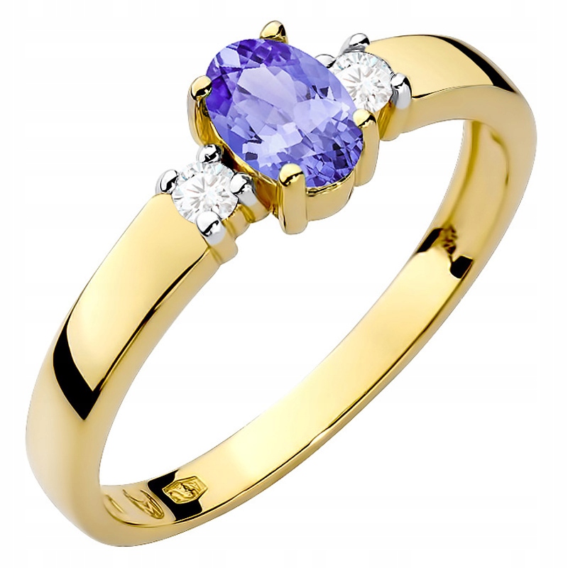 Zlatý Prstýnek pr. 585 14k s Tanzanitem 0,40ct a Brilianty
