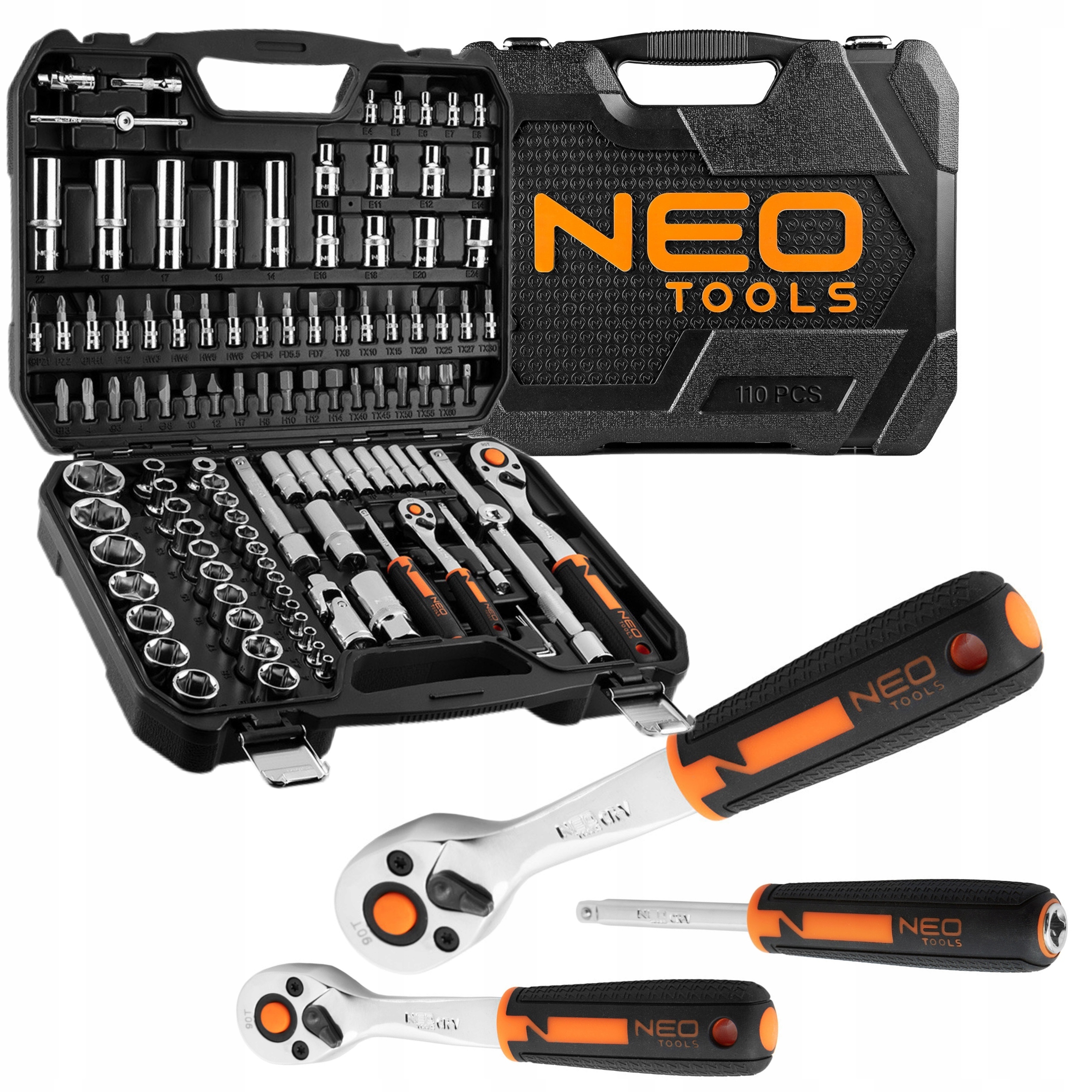 Neo 10-066 Sada Nástrčné Kľúče Nadstavce Torx 1/4" 1/2" kufor 110ks XXXL