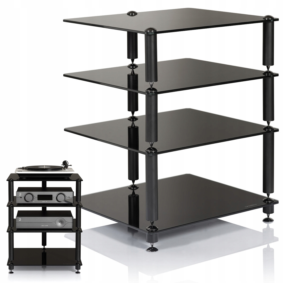 NorStone Bergen 2 Rtv Stolík Hi-Fi Audio 559 x 709 x 500 mm Black Gloss