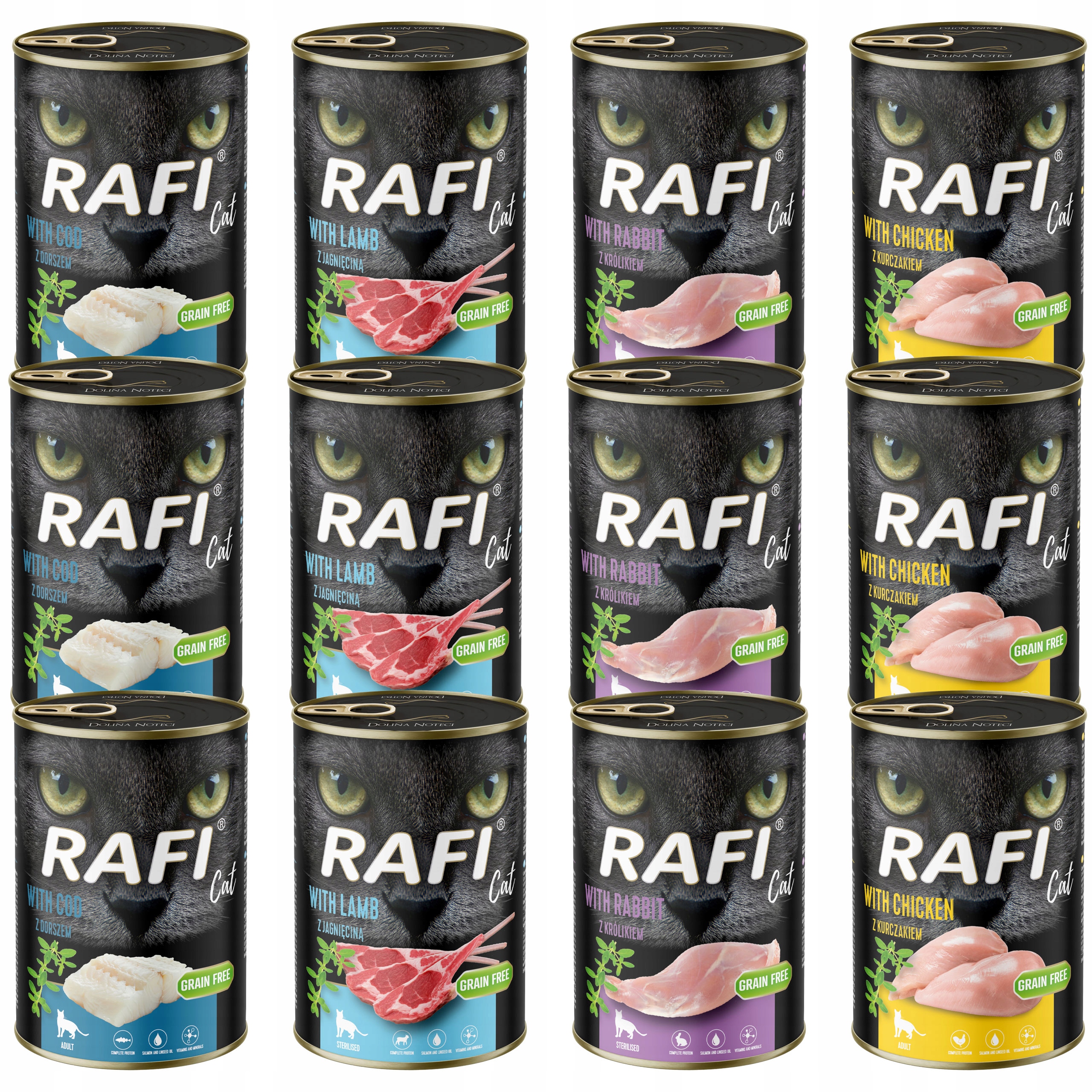 Rafi Cat Dolina Noteci Krmivo mokré pro kočky mix chutí 12 x 400 g bez obilovin