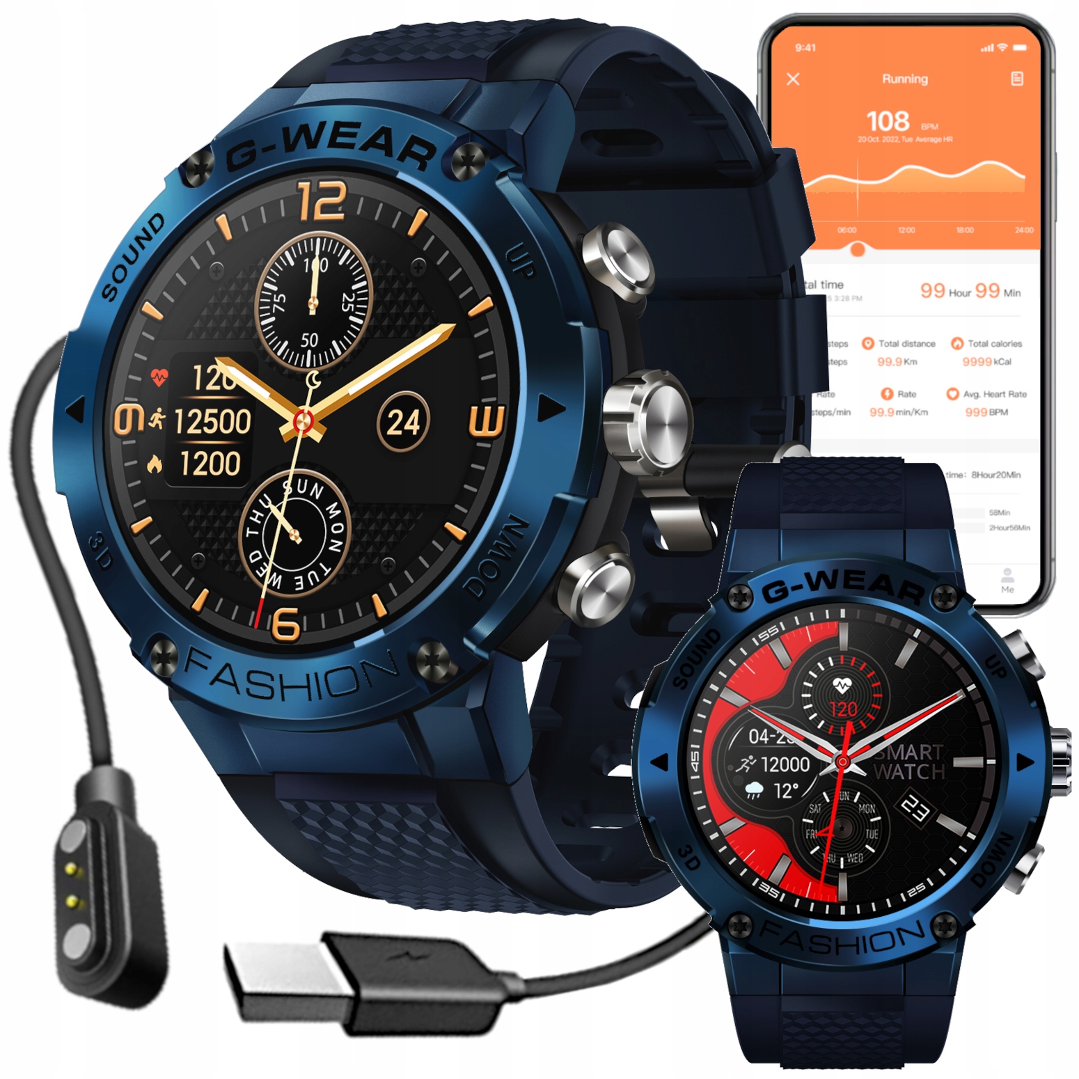 Chytré Hodinky pánské sportovní hodinky Puls Hry Menu Pl GlacierX Ceres modré