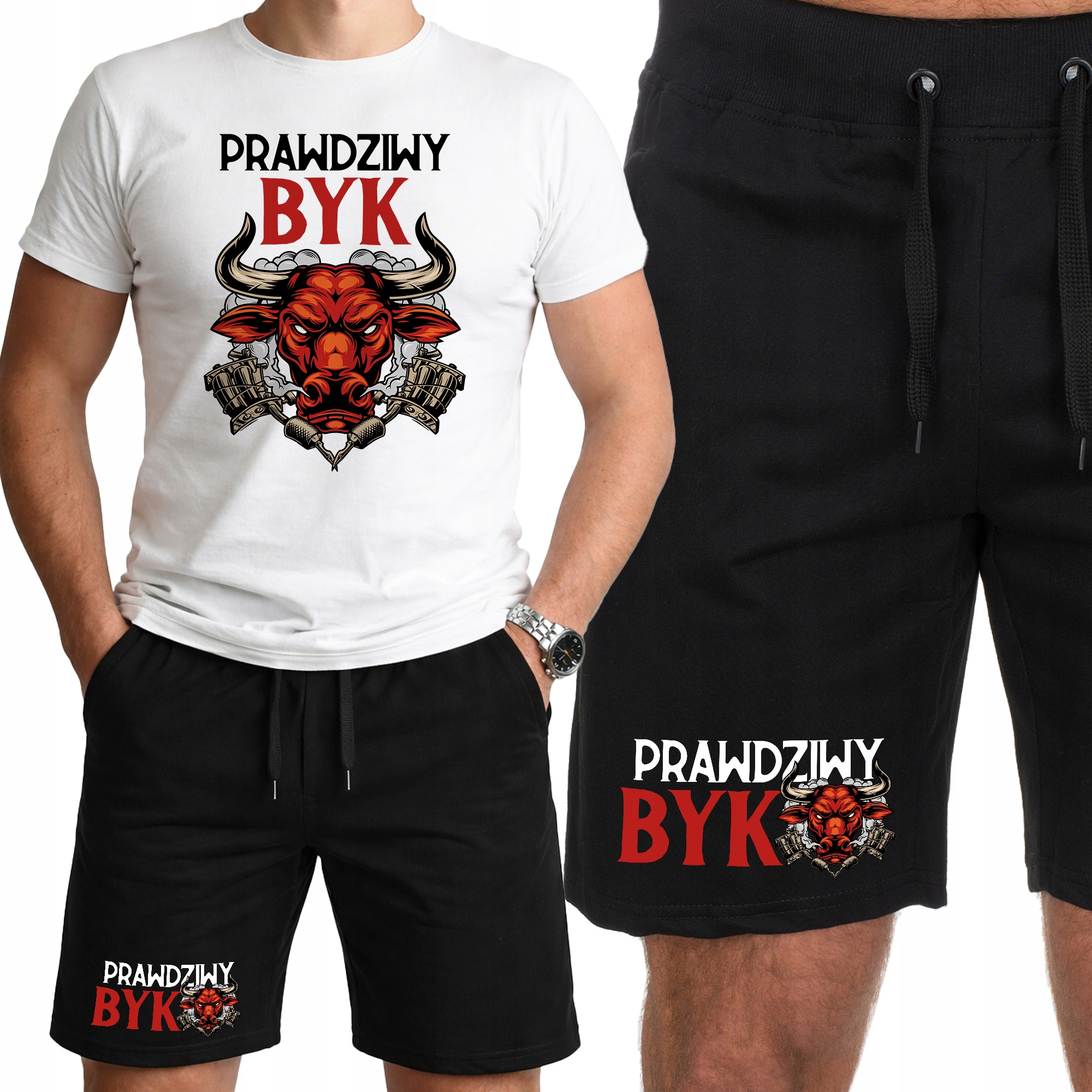 Sportovní komplet Pánský Set Oblečení na Trénink Posilovna Pravý býk XXL