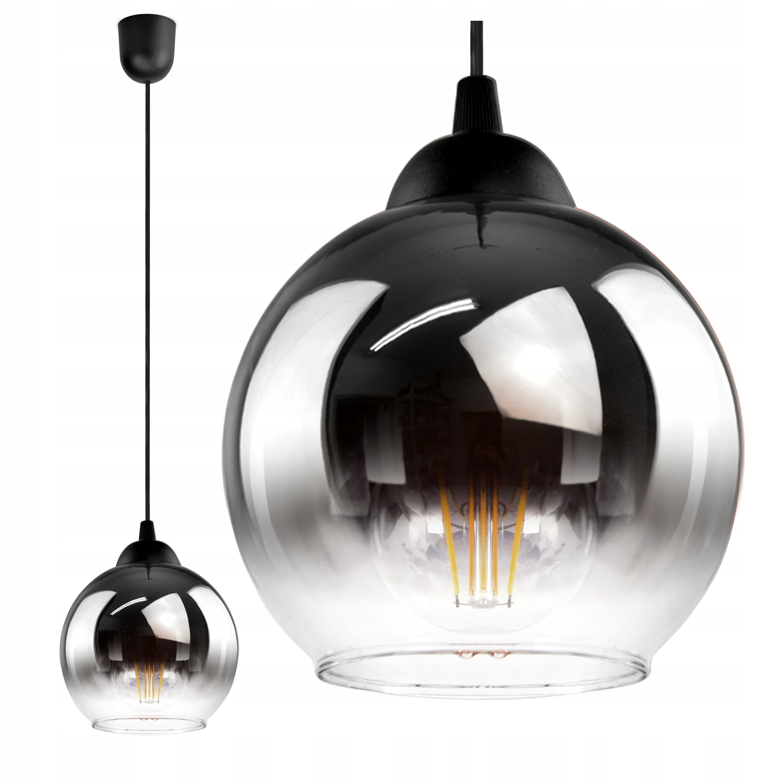

Lampa Wisząca Szklana Kula Grafitowa Transparentna